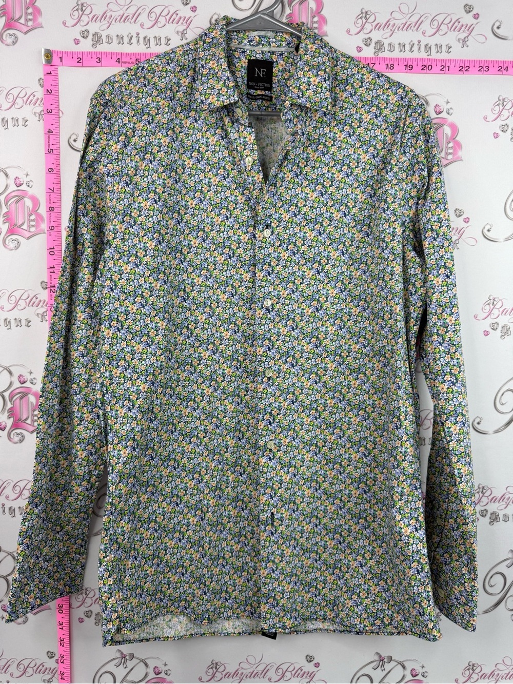 NF non fiction shirt button up Long-Sleeve Floral Button-Down Shirt in Green